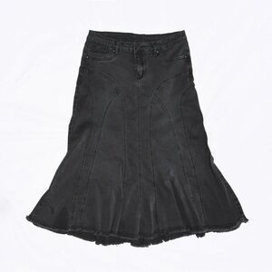 charcoal midi denim pencil skirt